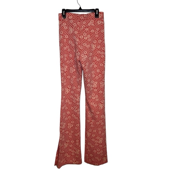 Zara Y2K Retro Knit Floral jacquard Flare Bell Bottom Pants Groovy Boho Size: XS - Picture 7 of 7